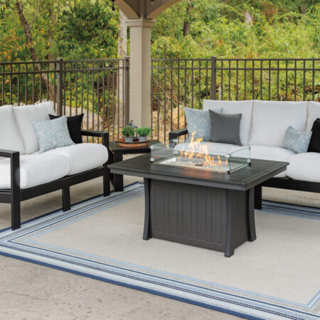 Poly Lumber Rectangle Propane Fire Pit Conversation Height 34x48